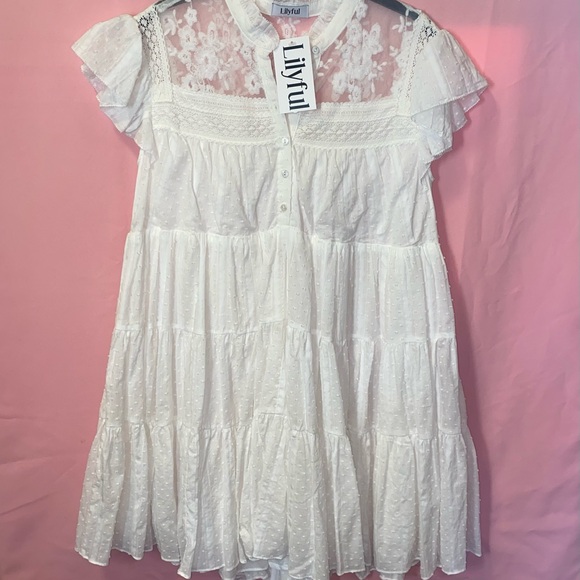 Lilyful Dresses & Skirts - Women’s Cream White Dress Lace Ruffle Love Shack Fancy Baby Doll Medium Lilyful
